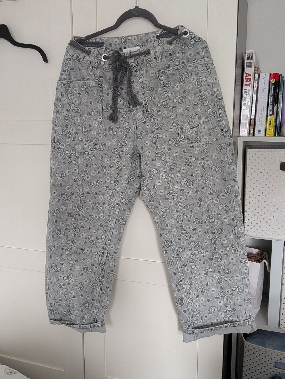 Paisley Printed Barrel Jeans